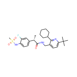 C[C@H](C(=O)NCc1ccc(C(C)(C)C)nc1C1CCCCC1)c1ccc(NS(C)(=O)=O)c(F)c1 ZINC001772606483