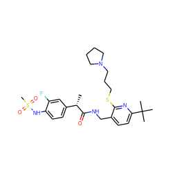 C[C@H](C(=O)NCc1ccc(C(C)(C)C)nc1SCCCN1CCCC1)c1ccc(NS(C)(=O)=O)c(F)c1 ZINC001772600202