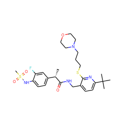 C[C@H](C(=O)NCc1ccc(C(C)(C)C)nc1SCCCN1CCOCC1)c1ccc(NS(C)(=O)=O)c(F)c1 ZINC001772599953