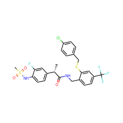 C[C@H](C(=O)NCc1ccc(C(F)(F)F)cc1SCc1ccc(Cl)cc1)c1ccc(NS(C)(=O)=O)c(F)c1 ZINC000473153308