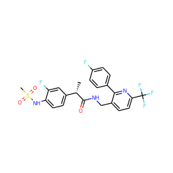 C[C@H](C(=O)NCc1ccc(C(F)(F)F)nc1-c1ccc(F)cc1)c1ccc(NS(C)(=O)=O)c(F)c1 ZINC000060326829