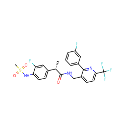 C[C@H](C(=O)NCc1ccc(C(F)(F)F)nc1-c1cccc(F)c1)c1ccc(NS(C)(=O)=O)c(F)c1 ZINC000060327135