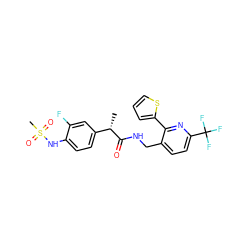 C[C@H](C(=O)NCc1ccc(C(F)(F)F)nc1-c1cccs1)c1ccc(NS(C)(=O)=O)c(F)c1 ZINC000060326635