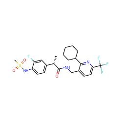 C[C@H](C(=O)NCc1ccc(C(F)(F)F)nc1C1CCCCC1)c1ccc(NS(C)(=O)=O)c(F)c1 ZINC000145671138