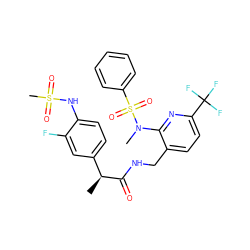 C[C@H](C(=O)NCc1ccc(C(F)(F)F)nc1N(C)S(=O)(=O)c1ccccc1)c1ccc(NS(C)(=O)=O)c(F)c1 ZINC000653715033