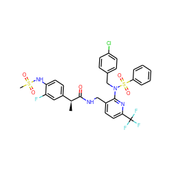 C[C@H](C(=O)NCc1ccc(C(F)(F)F)nc1N(Cc1ccc(Cl)cc1)S(=O)(=O)c1ccccc1)c1ccc(NS(C)(=O)=O)c(F)c1 ZINC000653700712