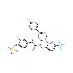 C[C@H](C(=O)NCc1ccc(C(F)(F)F)nc1N1CC=C(c2ccc(F)cc2)CC1)c1ccc(NS(C)(=O)=O)c(F)c1 ZINC000060329088