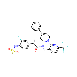 C[C@H](C(=O)NCc1ccc(C(F)(F)F)nc1N1CC=C(c2ccccc2)CC1)c1ccc(NS(C)(=O)=O)c(F)c1 ZINC000095578104