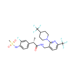 C[C@H](C(=O)NCc1ccc(C(F)(F)F)nc1N1CCC(C(F)(F)F)CC1)c1ccc(NS(C)(=O)=O)c(F)c1 ZINC000095577503