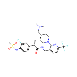 C[C@H](C(=O)NCc1ccc(C(F)(F)F)nc1N1CCC(CN(C)C)CC1)c1ccc(NS(C)(=O)=O)c(F)c1 ZINC000095572187