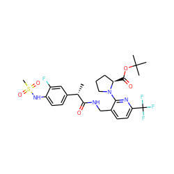 C[C@H](C(=O)NCc1ccc(C(F)(F)F)nc1N1CCC[C@H]1C(=O)OC(C)(C)C)c1ccc(NS(C)(=O)=O)c(F)c1 ZINC000095573490