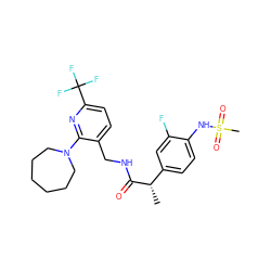 C[C@H](C(=O)NCc1ccc(C(F)(F)F)nc1N1CCCCCC1)c1ccc(NS(C)(=O)=O)c(F)c1 ZINC000095573851