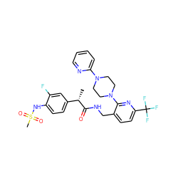 C[C@H](C(=O)NCc1ccc(C(F)(F)F)nc1N1CCN(c2ccccn2)CC1)c1ccc(NS(C)(=O)=O)c(F)c1 ZINC000095577998