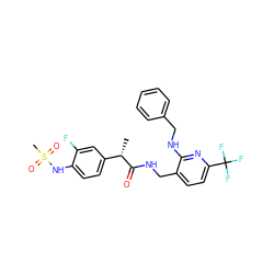 C[C@H](C(=O)NCc1ccc(C(F)(F)F)nc1NCc1ccccc1)c1ccc(NS(C)(=O)=O)c(F)c1 ZINC000095578659