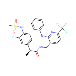 C[C@H](C(=O)NCc1ccc(C(F)(F)F)nc1Nc1ccccc1)c1ccc(NS(C)(=O)=O)c(F)c1 ZINC000095572200