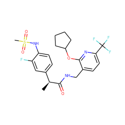 C[C@H](C(=O)NCc1ccc(C(F)(F)F)nc1OC1CCCC1)c1ccc(NS(C)(=O)=O)c(F)c1 ZINC000096270946