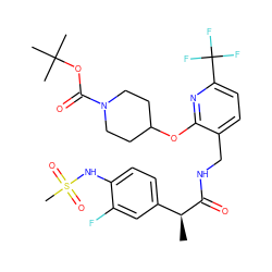 C[C@H](C(=O)NCc1ccc(C(F)(F)F)nc1OC1CCN(C(=O)OC(C)(C)C)CC1)c1ccc(NS(C)(=O)=O)c(F)c1 ZINC000096270931