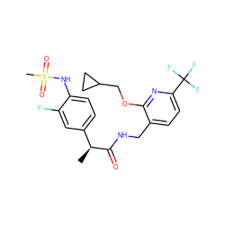 C[C@H](C(=O)NCc1ccc(C(F)(F)F)nc1OCC1CC1)c1ccc(NS(C)(=O)=O)c(F)c1 ZINC000060326641