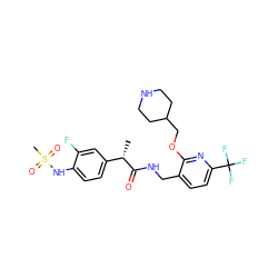 C[C@H](C(=O)NCc1ccc(C(F)(F)F)nc1OCC1CCNCC1)c1ccc(NS(C)(=O)=O)c(F)c1 ZINC000096270984