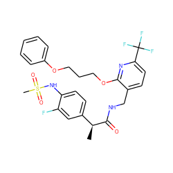 C[C@H](C(=O)NCc1ccc(C(F)(F)F)nc1OCCCOc1ccccc1)c1ccc(NS(C)(=O)=O)c(F)c1 ZINC000096270960