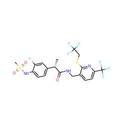 C[C@H](C(=O)NCc1ccc(C(F)(F)F)nc1SCC(F)(F)F)c1ccc(NS(C)(=O)=O)c(F)c1 ZINC000096286100