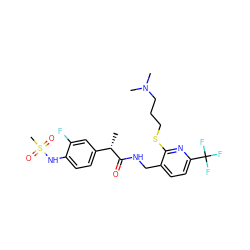 C[C@H](C(=O)NCc1ccc(C(F)(F)F)nc1SCCCN(C)C)c1ccc(NS(C)(=O)=O)c(F)c1 ZINC000096286094