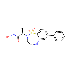 C[C@H](C(=O)NO)N1CCNc2cc(-c3ccccc3)ccc2S1(=O)=O ZINC000013518180