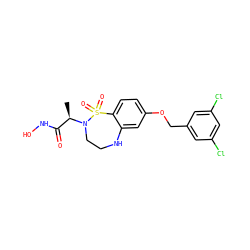 C[C@H](C(=O)NO)N1CCNc2cc(OCc3cc(Cl)cc(Cl)c3)ccc2S1(=O)=O ZINC000013518136