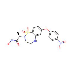 C[C@H](C(=O)NO)N1CCNc2cc(Oc3ccc([N+](=O)[O-])cc3)ccc2S1(=O)=O ZINC000013518201