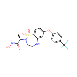 C[C@H](C(=O)NO)N1CCNc2cc(Oc3ccc(C(F)(F)F)cc3)ccc2S1(=O)=O ZINC000013518186