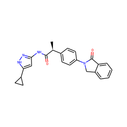 C[C@H](C(=O)Nc1cc(C2CC2)[nH]n1)c1ccc(N2Cc3ccccc3C2=O)cc1 ZINC000000590634