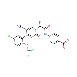 C[C@H](C(=O)Nc1ccc(C(=O)O)cc1)n1cc(C#N)c(-c2cc(Cl)ccc2OC(F)(F)F)cc1=O ZINC001772619531