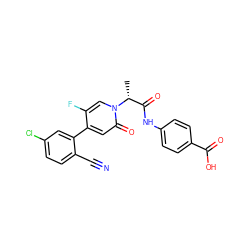 C[C@H](C(=O)Nc1ccc(C(=O)O)cc1)n1cc(F)c(-c2cc(Cl)ccc2C#N)cc1=O ZINC001772648939