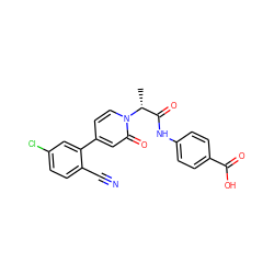 C[C@H](C(=O)Nc1ccc(C(=O)O)cc1)n1ccc(-c2cc(Cl)ccc2C#N)cc1=O ZINC001772655795