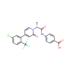 C[C@H](C(=O)Nc1ccc(C(=O)O)cc1)n1ccc(-c2cc(Cl)ccc2C(F)(F)F)cc1=O ZINC001772609141