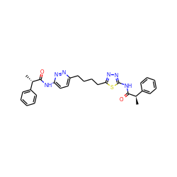 C[C@H](C(=O)Nc1ccc(CCCCc2nnc(NC(=O)[C@H](C)c3ccccc3)s2)nn1)c1ccccc1 ZINC000169698613