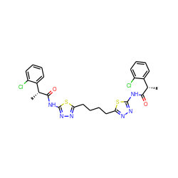 C[C@H](C(=O)Nc1nnc(CCCCc2nnc(NC(=O)[C@H](C)c3ccccc3Cl)s2)s1)c1ccccc1Cl ZINC000169698128