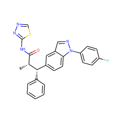 C[C@H](C(=O)Nc1nncs1)[C@@H](c1ccccc1)c1ccc2c(cnn2-c2ccc(F)cc2)c1 ZINC000068106539