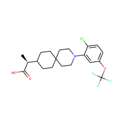 C[C@H](C(=O)O)C1CCC2(CC1)CCN(c1cc(OC(F)(F)F)ccc1Cl)CC2 ZINC000209053347