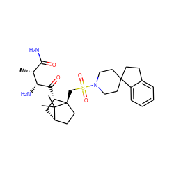 C[C@H](C(N)=O)[C@@H](N)C(=O)[C@H]1C[C@H]2CC[C@]1(CS(=O)(=O)N1CCC3(CCc4ccccc43)CC1)C2(C)C ZINC000027315565