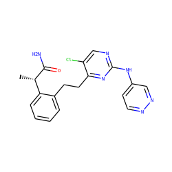 C[C@H](C(N)=O)c1ccccc1CCc1nc(Nc2ccnnc2)ncc1Cl ZINC000211023286