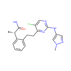 C[C@H](C(N)=O)c1ccccc1CCc1nc(Nc2cnn(C)c2)ncc1Cl ZINC000211113540