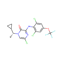 C[C@H](C1CC1)n1cc(Cl)nc(Nc2c(Cl)cc(OC(F)(F)F)cc2Cl)c1=O ZINC000043013203