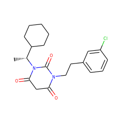 C[C@H](C1CCCCC1)N1C(=O)CC(=O)N(CCc2cccc(Cl)c2)C1=O ZINC000101678206