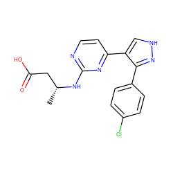 C[C@H](CC(=O)O)Nc1nccc(-c2c[nH]nc2-c2ccc(Cl)cc2)n1 ZINC000040938722