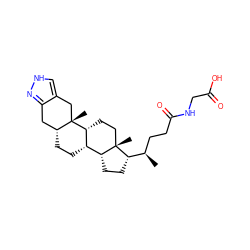 C[C@H](CCC(=O)NCC(=O)O)[C@@H]1CC[C@@H]2[C@@H]3CC[C@@H]4Cc5n[nH]cc5C[C@]4(C)[C@@H]3CC[C@]12C ZINC000028369977