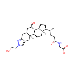 C[C@H](CCC(=O)NCC(=O)O)[C@@H]1CC[C@@H]2[C@H]3[C@H](O)C[C@H]4Cc5nn(CCO)cc5C[C@]4(C)[C@@H]3CC[C@]12C ZINC000028368561