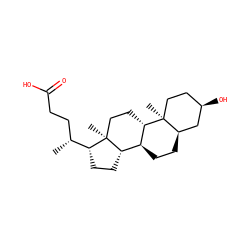 C[C@H](CCC(=O)O)[C@H]1CC[C@H]2[C@@H]3CC[C@@H]4C[C@H](O)CC[C@]4(C)[C@H]3CC[C@@]21C ZINC000003918156