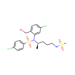 C[C@H](CCCNS(C)(=O)=O)N(c1cc(Cl)ccc1CO)S(=O)(=O)c1ccc(Cl)cc1 ZINC000028978027