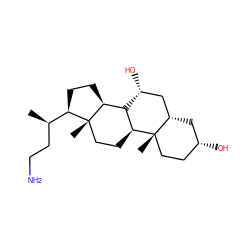 C[C@H](CCN)[C@H]1CC[C@H]2[C@H]3[C@H](CC[C@@]21C)[C@@]1(C)CC[C@@H](O)C[C@H]1C[C@H]3O ZINC000013582103